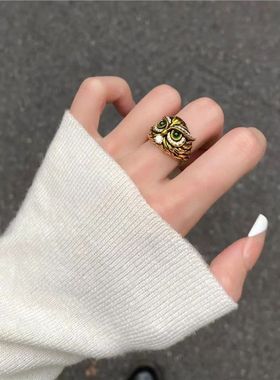 好运扑克5D同花顺戒指海豚送礼物复古黑金色工艺指环个性时尚潮