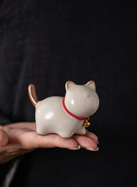 创意小猫咪摆件陶瓷可爱小狗茶宠鱼缸微景观造景配件书房笔架笔搁