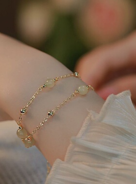 和田玉新中式双层手链女甜美清新