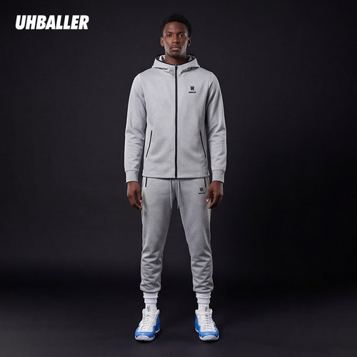 UHBALLER美式精英篮球款帽衫卫衣裤套装出场服男子拉链外套束脚裤 - 图0