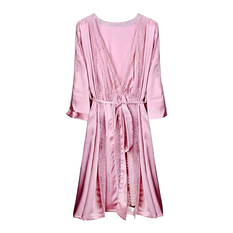 蕾丝情趣春秋性感骚吊带冰丝睡袍 yhw睡衣/家居服套装