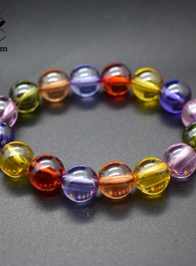 七彩色锆石圆珠手链珠泰国情侣款