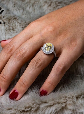 粉钻鸽子宝石925银椭圆蛋戒指