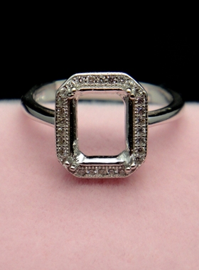 diy银托7*9未镶嵌四爪枕形戒指