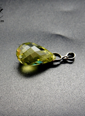 宝石裸石粉红香槟深蓝女生吊坠