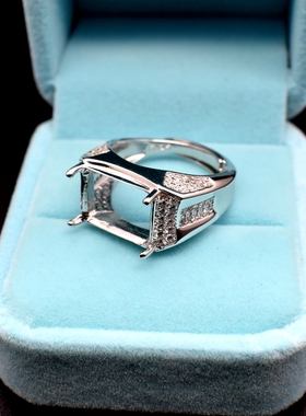 925银长方10*14时尚风佩戴戒面