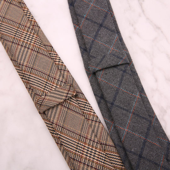 男士仿羊毛领带6CM窄款复古英伦欧美风休闲商务手打格子花纹