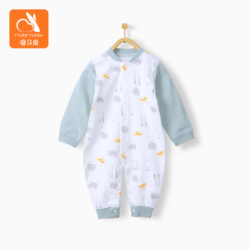 初秋婴儿秋衣纯棉无骨春秋连体衣 molarrabbit磨牙兔连身衣/爬服/哈衣