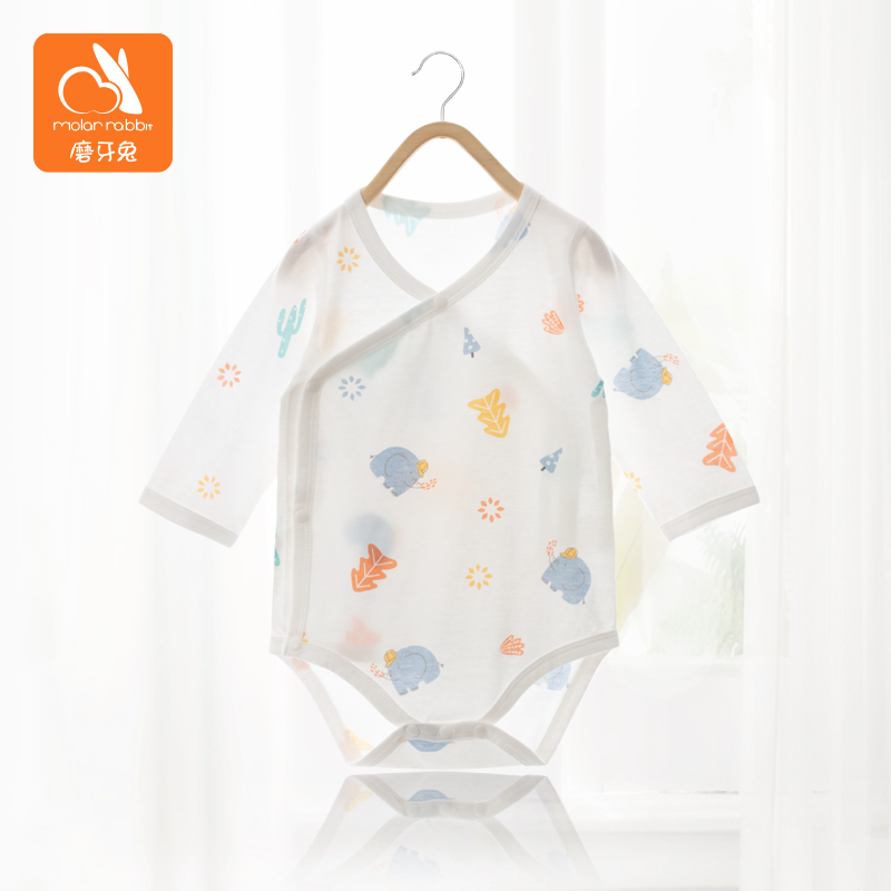 春秋新生儿纯棉三角夏装包屁衣 molarrabbit磨牙兔连身衣/爬服/哈衣