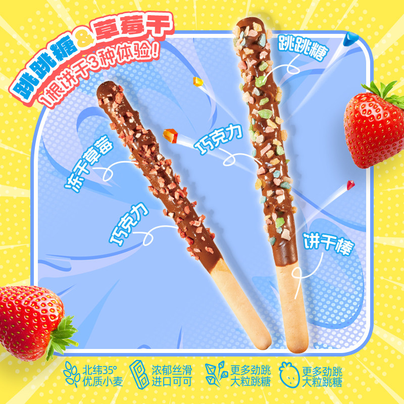Sandwich biscuits, long strips of almonds, Korean popping candy
