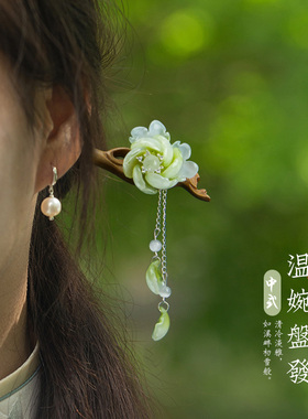 发簪檀木古风步摇流苏头饰