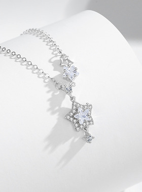 锆石星星纯银925项链女款