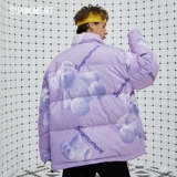 Длинная парная одежда для влюбленных, пуховик, куртка, с медвежатами, средней длины