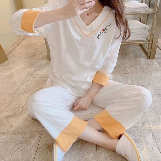 Pajamas for women summer 2023 new thin imitation cotton short-sleeved Japanese kimono summer bestie home wear two-piece set