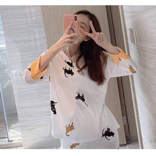 Pajamas for women summer 2023 new thin imitation cotton short-sleeved Japanese kimono summer bestie home wear two-piece set