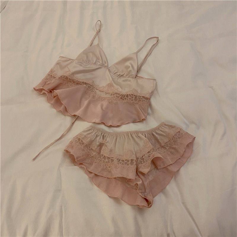 性感纯欲风夏蕾丝吊带短裤冰丝薄款睡衣女夏天家居服套装夏季夏款,淘宝优惠券,粉丝福利购,淘宝优惠卷