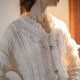 Face art embroidery French retro forest female lace collar milk white thin fake cardigan crade sweater