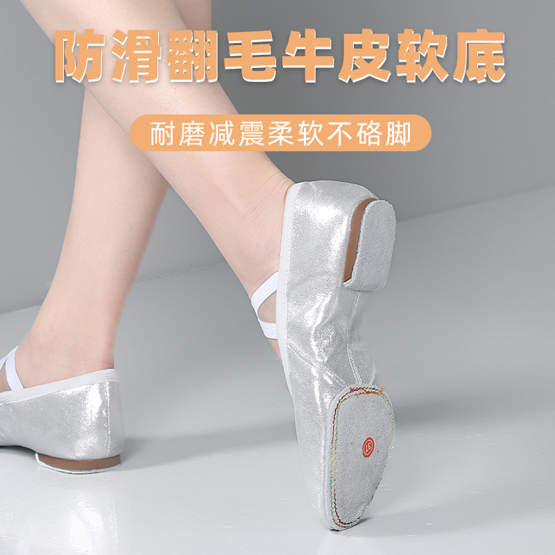 银色舞蹈鞋女士成人练功鞋软底教师中国舞跳舞鞋免系带芭蕾舞鞋,淘宝优惠券,粉丝福利购,淘宝优惠卷