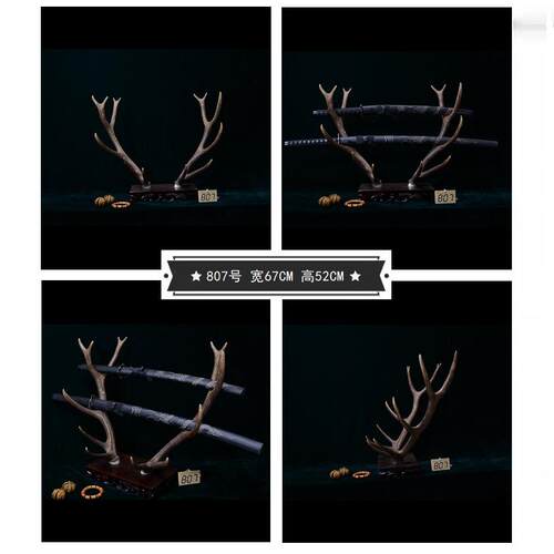 实木底座 东北鹿角工艺品刀剑架 武士宝剑剑架 家具摆件弓箭架 - 图0
