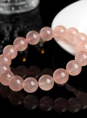 久雅水晶 天然7A级润体西柚色马粉圆珠手链 奶油体粉水晶手串