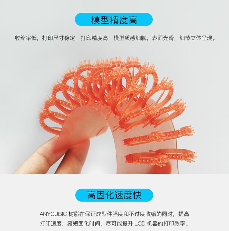 Anycubic刚性标准光敏树脂光固化3D打印机耗材LCD通用易成型1000克波长405nm高精度3d打印机配件 - 图2