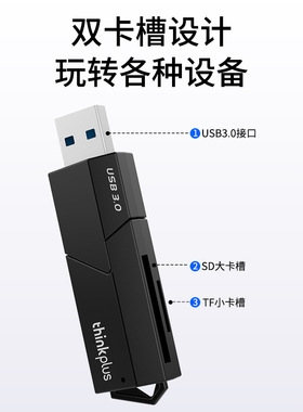 联想USB3.0高速读卡器TF/SD