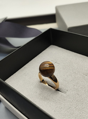 木卫星球仿生黑曜石闪钻开口戒指