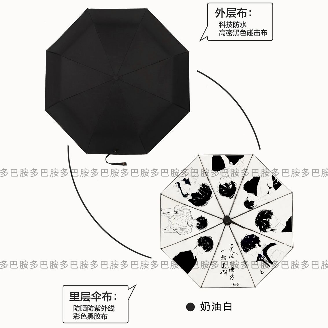 伪装学渣周边防晒伞晴雨伞朝俞痛伞高颜值全自动折叠伞学生礼物 - 图0