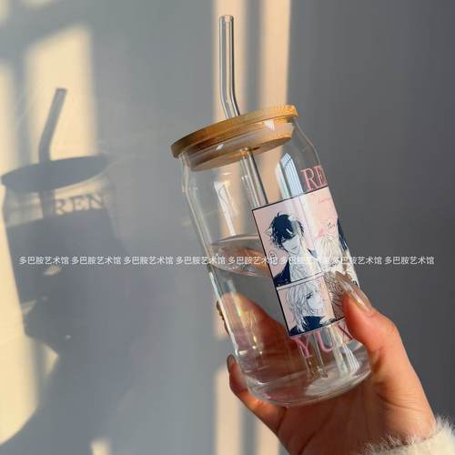 人鱼陷落周边玻璃杯大容量ins高颜值杯子牛奶果汁饮品学生创意杯 - 图0