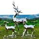 Stainless steel deer abstract sculpture custom outdoor metal luminous animal city garden landscape floor ornament beautiful chen