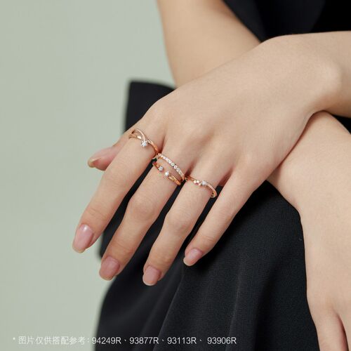 周生生倾星18K玫瑰金幸运流星钻石戒指93906R - 图1