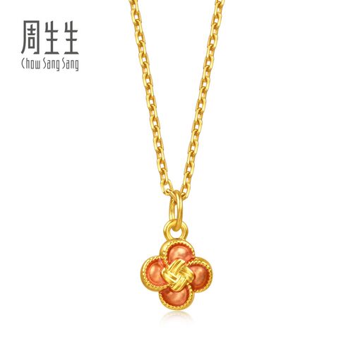 周生生薄荷系列足金幸运如意结黄金小吊坠mini挂坠96216P - 图3