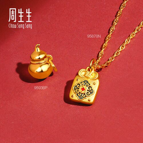 周生生薄荷系列彩绘足金大吉御守mini黄金小吊坠96204P - 图1