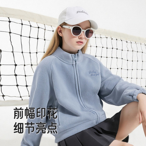 英氏儿童外套女童秋冬加厚保暖夹克防寒摇粒绒休闲户外百搭新款 - 图2