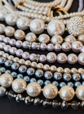 vintage琉璃仿珍珠女中古项链