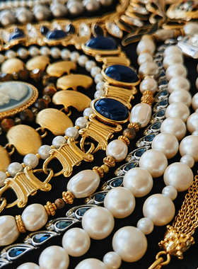 古董首饰项链trifari素金男女