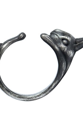 原创手工银饰兔子戒指开口