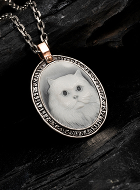 白木黑冰朋克风潮流情侣猫牌单坠