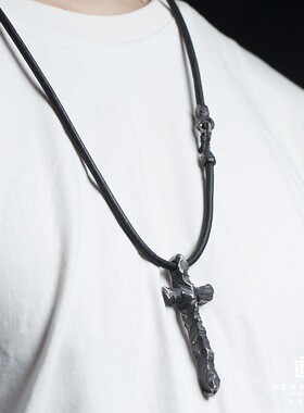 白木黑冰原创文艺做旧十字架银饰