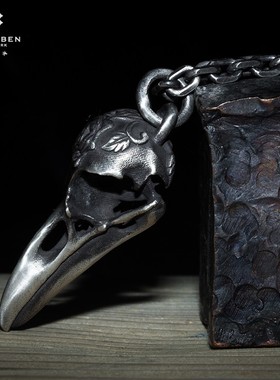 原创乌鸦吊坠骷髅项链