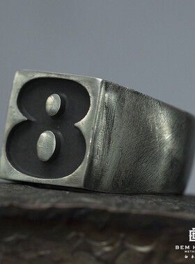 原创手工银饰戒指幸运数字