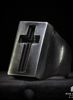 原创手工银饰十字架暗黑朋克