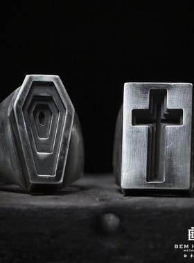 白木黑冰原创设计手工十字架银饰