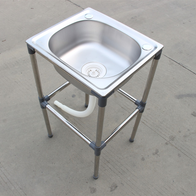 Stainless steel dishwashing hand wash basin sink with bracket