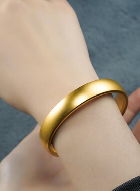 老铺古法黄金包银轮胎手镯女宽面黄金镯子闭口素圈送妈妈女友礼物