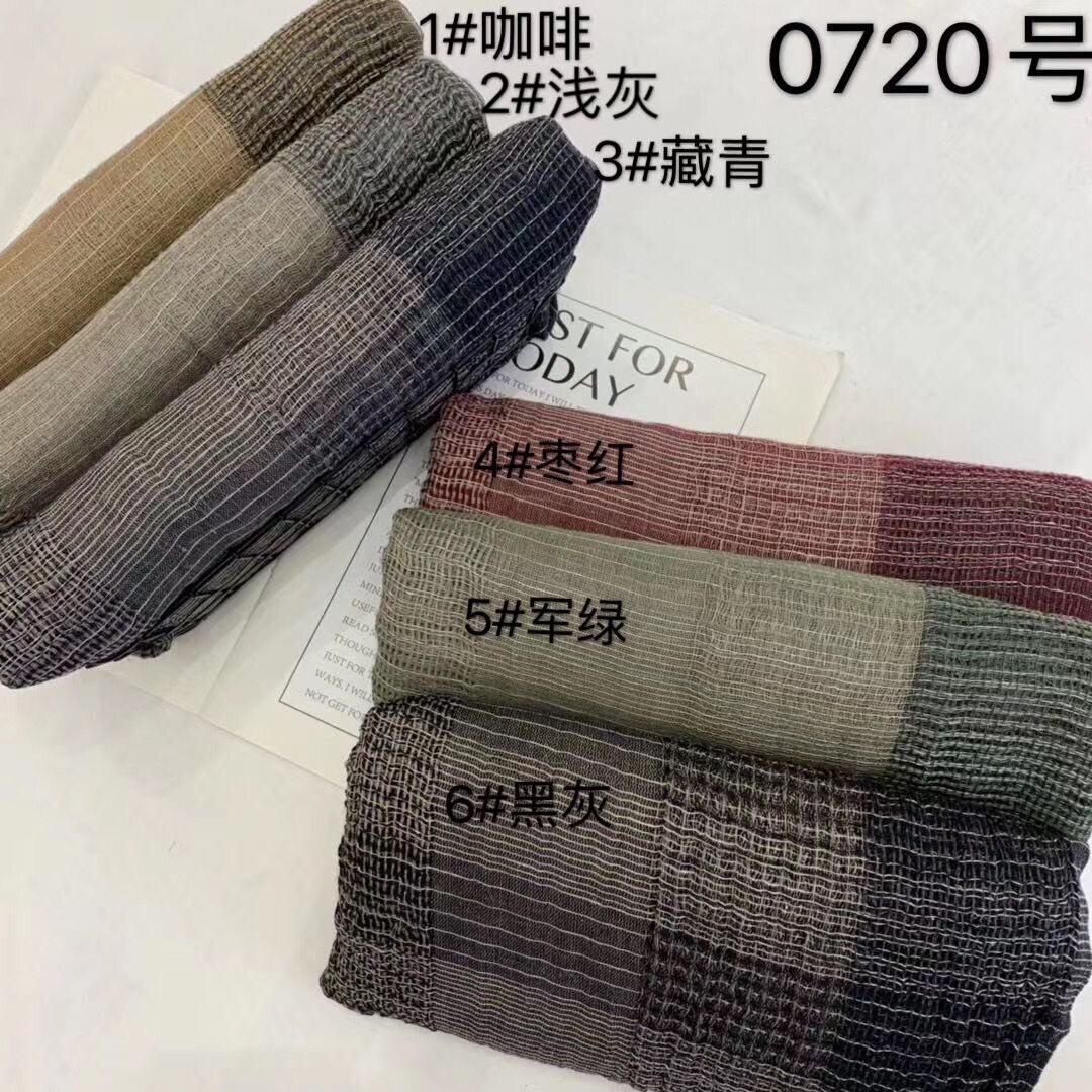 。新款早秋2020文艺风棉麻格子披肩 唯帝森围巾/丝巾/披肩