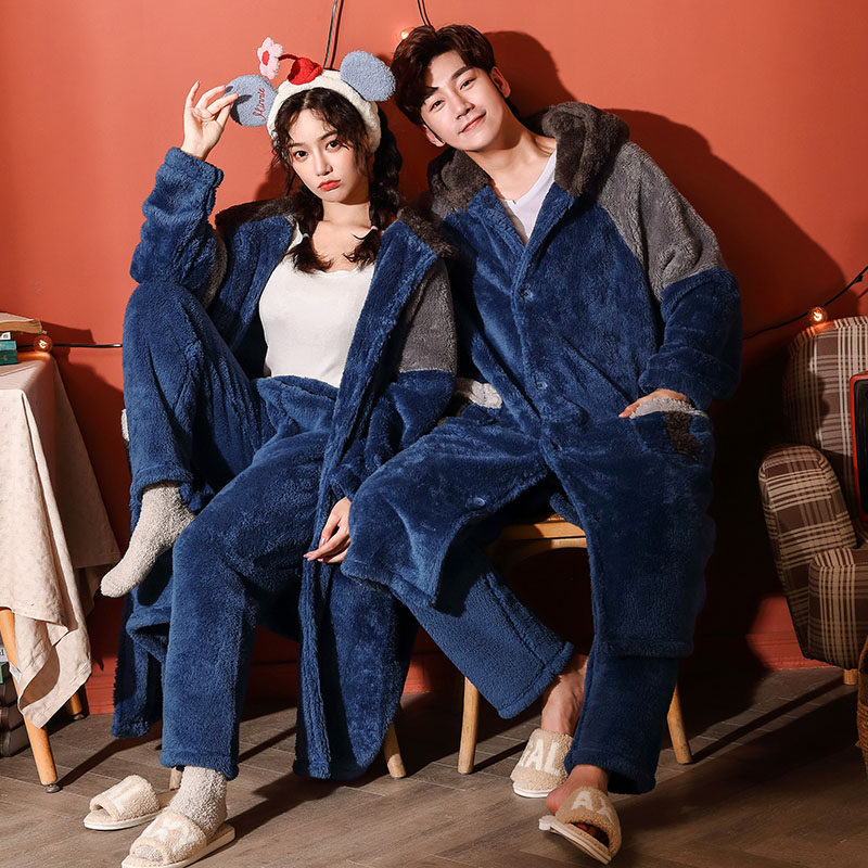 秋冬可爱加绒法兰绒珊瑚绒睡衣 muzihome睡袍/浴袍