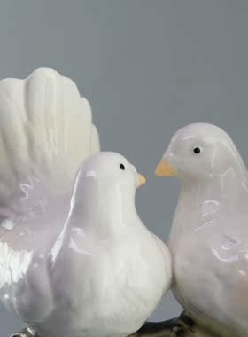 情侣相思鸟 经典陶瓷工艺品 现代家居摆件 情侣精品 生日 结婚