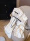 Little C Home White Loose Textured Wide Leg Pants Women's 2026 Spring Contrast Color Lazy Style Straight Versatile Casual Pants