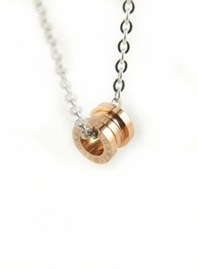 圆形钛钢百搭潮牌链子毛衣链女ins嘻哈吊坠项链男潮挂饰小众配饰